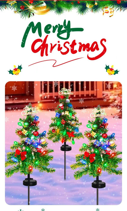 Christmas Tree LED Lights Solar Outdoor Decorative Lawn Garden Lamp Pathway Landscape Lighting for Holiday Festive Decor