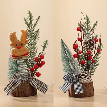 Christmas Decorations Small Artificial Christmas Trees Tabletop Ornaments 2026 Xmas New Year DIY Home Arrangements PE Decors