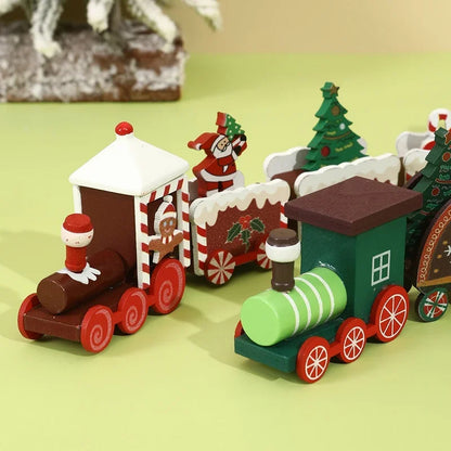 Christmas Tree Ornaments Wooden Train Christmas Decorations for Home Decor 2024 Navidad Noel Natal Gifts Happy New Year 2025