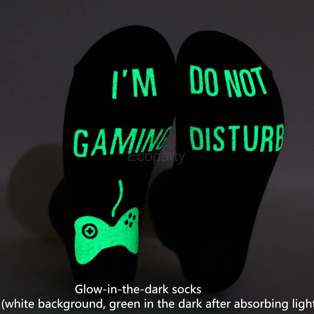 Gifts For Men BoyFriend Christmas Birthday Presents 1Pairs 'I Am Gaming'' I'm not Sleeping' Print Funny Novelty Cotton Socks