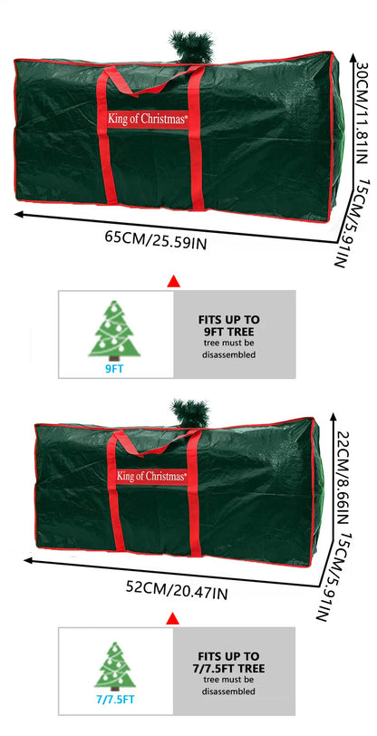 Christmas Tree Storage Bag Artificial Xmas Trees with Durable Reinforced Handles Dual Zipper Waterproof Protects From Dust-Green