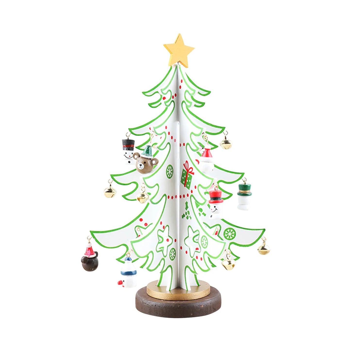 Christmas Wooden 3D Tree Ornament Festive Holiday Decor Tabletop Decoration Accessory Indoor Christmas Party Favor