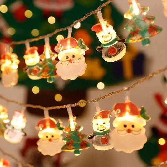 Christmas LED Color Light Strings Snowman Elders Christmas Tree Decorative Lights Scene Party Pendants Ambient Lights