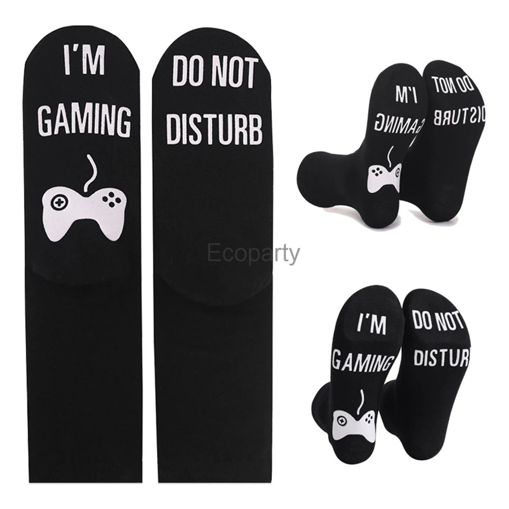 Gifts For Men BoyFriend Christmas Birthday Presents 1Pairs 'I Am Gaming'' I'm not Sleeping' Print Funny Novelty Cotton Socks
