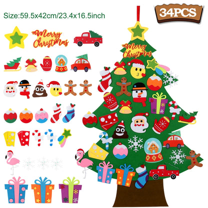 Kids DIY Felt Christmas Tree Merry Christmas Decorations For Home 2025 Christmas Ornaments Navidad 2026 New Year Gifts Xmas Tree