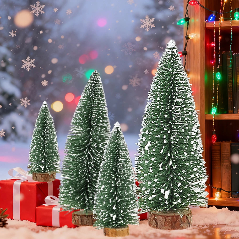 10cm/15cm/20cm/25cm Christmas Trees Dipped in White Cedar Desktop Small Christmas Trees, Christmas Tree Decoration for Christmas