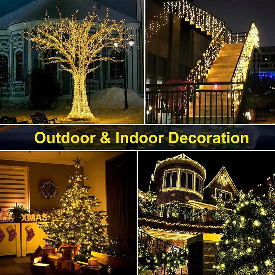 Holiday Lighting LED Christmas Lights Outdoor 100M 50M 20M Garland Fairy String Lights for Party Wedding Garden Courtyard Decor