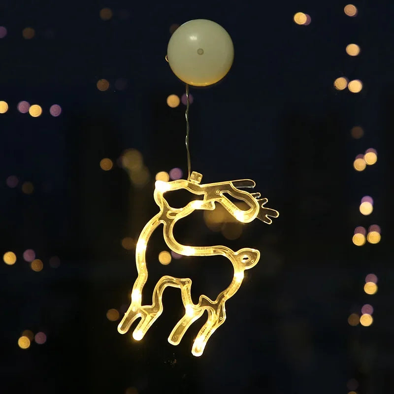 Christmas Ornaments Hanging LED Lights Bedroom Decoration Christmas Decorations Home Window Glass Decoration Warm