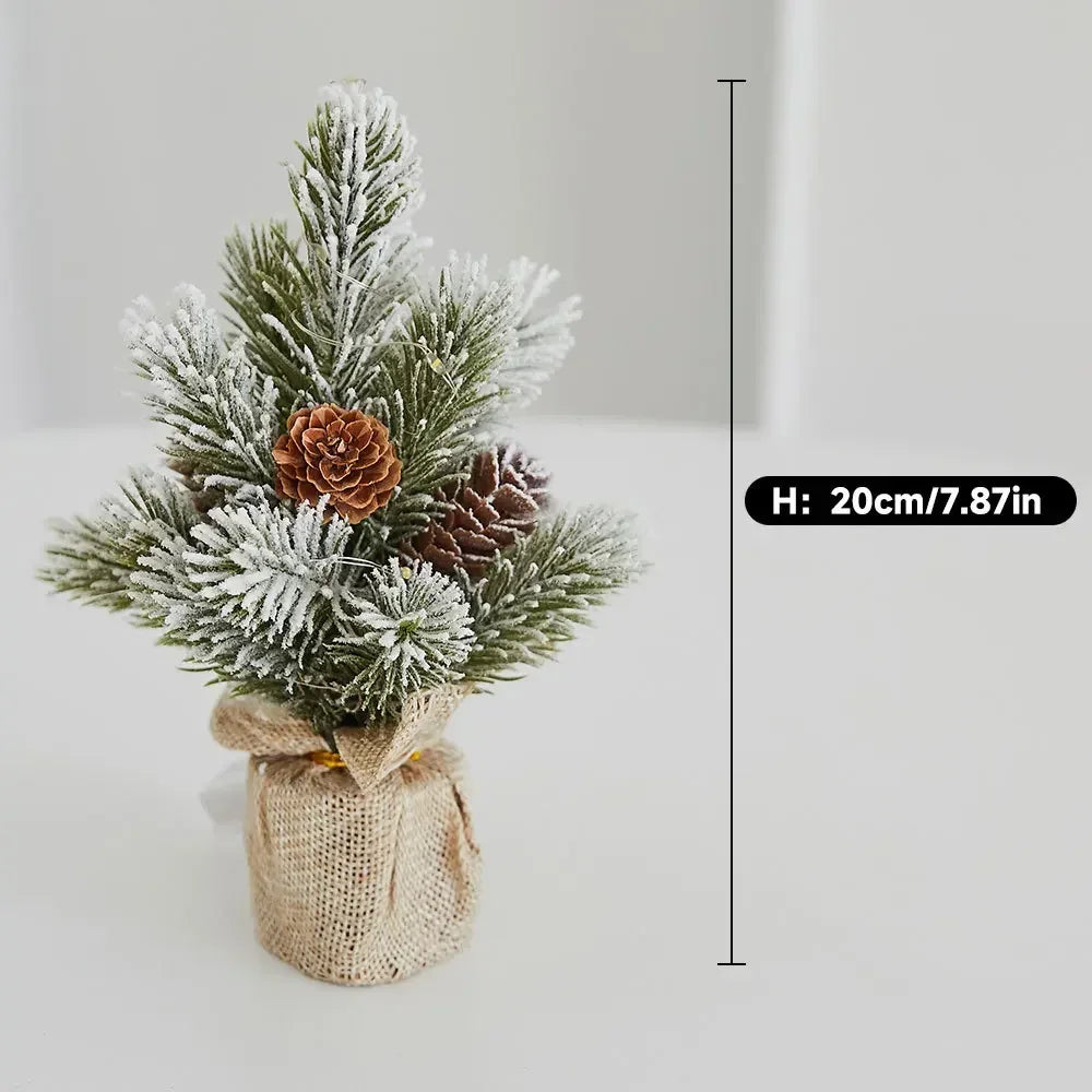 Christmas Tree Mini Desktop Decoration Plush Falling Snow PE Tree Holiday Scene Decoration 20cm Christmas Trees Home Decor