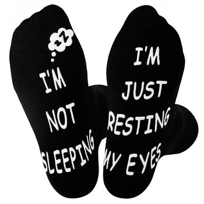 Gifts For Men BoyFriend Christmas Birthday Presents 1Pairs 'I Am Gaming'' I'm not Sleeping' Print Funny Novelty Cotton Socks