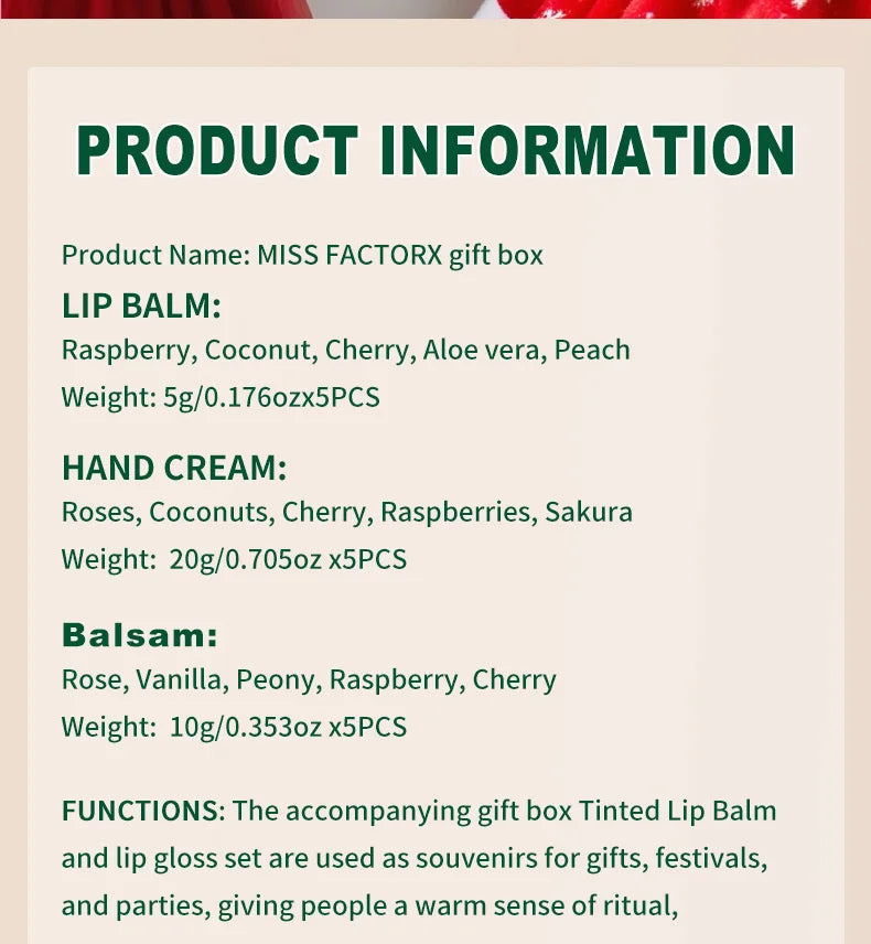 25 pieces/box gift assembly and distribution - lipstick, hand cream, balm, Christmas cards, red gift gauze bags