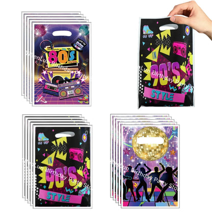 80s Gift Bags Birthday Party Decoration 90s Goody Biscuit Package Retro Disco Candy Bag Baby Shower Kids Gift For Party Supplies