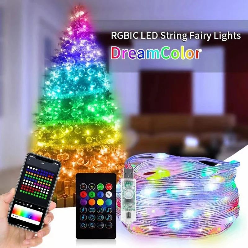 LED RGB Christmas Tree Light Strips with App & Remote Control