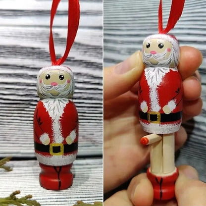 Christmas Wood Novel Party Decors Funny Santa Ornament Christmas Tree Decoration Holiday Hanging
