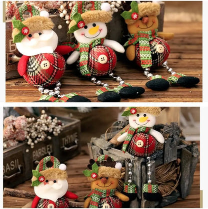 Christmas Tree Decorations, Plush Hanging Ornaments for Holiday Party, Santa Claus Snowman Reindeer Christmas Home Decoration