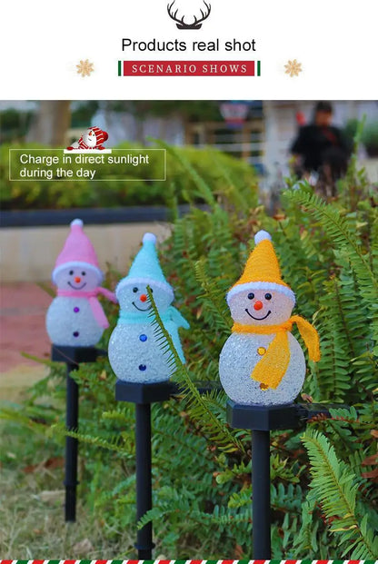 Christmas Decorations Light Solar Light Snowman Christmas Outdoor Solar Powered Stakes Lights For Corridor Patio Lawn Decoration