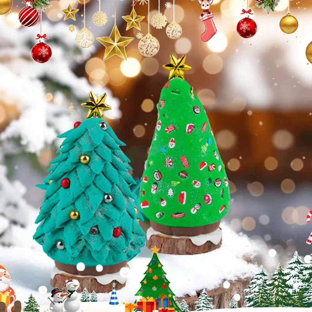 Christmas Trees DIY Crafts Kit for Kids Creative Air Dry Clay Modeling Indoor Home Decorations Xmas Gift for School Party Fun