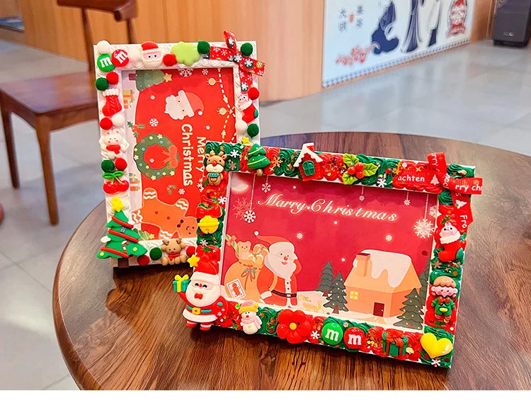 Christmas Holiday Gifts DIY  Cream Gum 6 Inches  Photo Frame Material Pack Handmade Production Cartoon Photo Frame Wooden