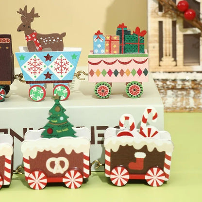 Christmas Tree Ornaments Wooden Train Christmas Decorations for Home Decor 2024 Navidad Noel Natal Gifts Happy New Year 2025