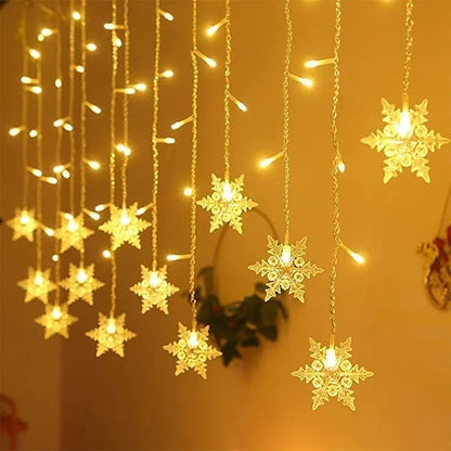Christmas Snowflakes LED String Lights Flashing Fairy Curtain Lights  for Holiday Party Wedding Xmas Decoration Household Goods