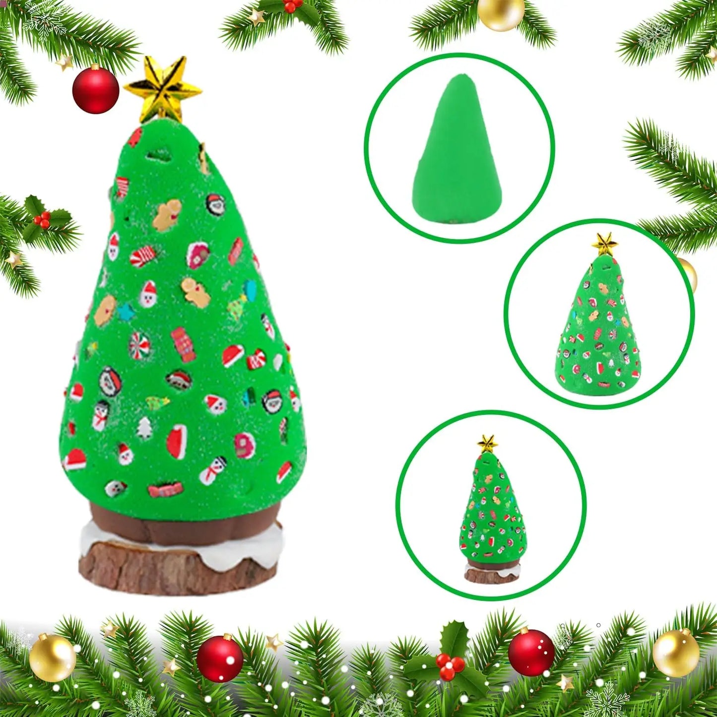 Christmas Trees DIY Crafts Kit for Kids Creative Air Dry Clay Modeling Indoor Home Decorations Xmas Gift for School Party Fun