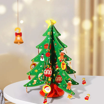 Christmas decorations desktop small paper handmade DIY folding Christmas tree scene atmosphere arrangement small ornaments