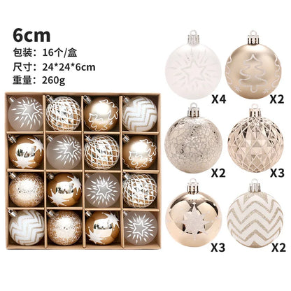 New Christmas Decorations 16 Red Green and White Ball Ornaments Christmas Tree Hanging Decorations Home Party Decorative Pieces