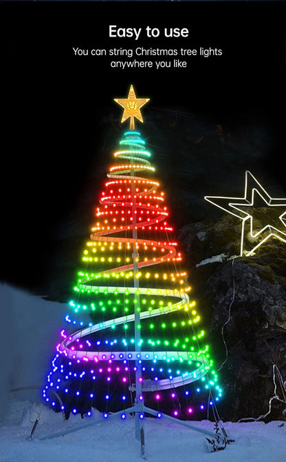 Christmas Tree Lights Smart RGB LED String Lights With  Star Topper Music Sync Timer Bluetooth App Controlled Holiday Lighting