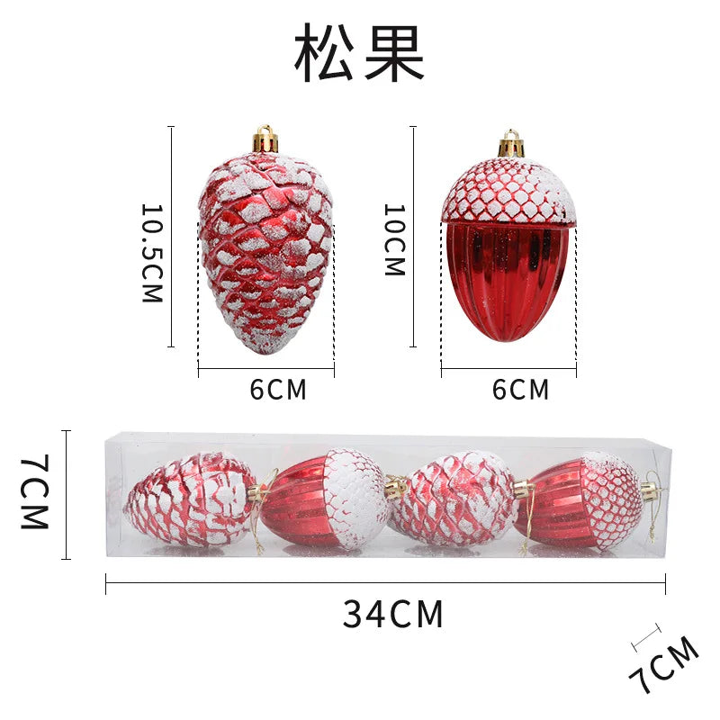 New Christmas Decorations Electroplated Ornaments Special-Shaped Balls Home Plastic Acorns Pinecones Owls Spinning Orbs Hanging