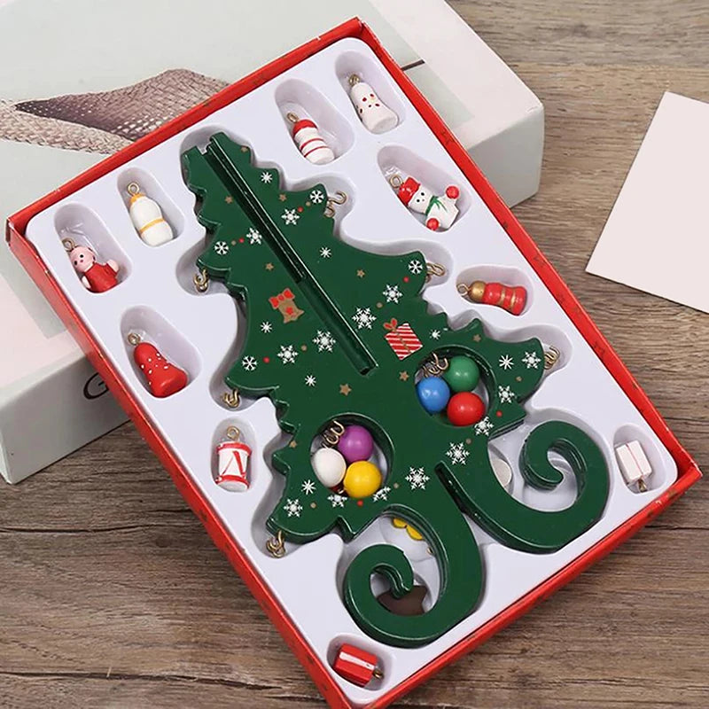 Christmas Tree Children's Handmade DIY Stereo Wooden Christmas Tree Scene Layout  Decorations Ornaments （Pendant randomly）
