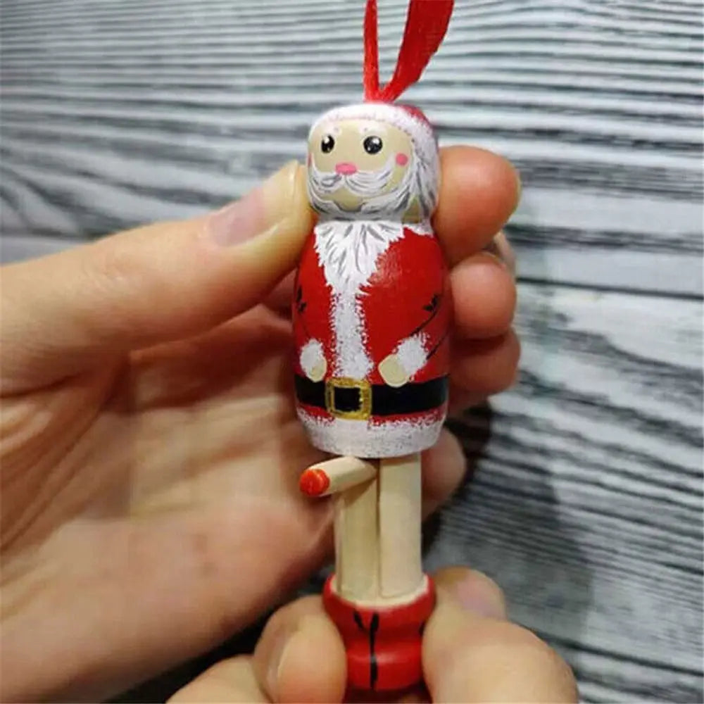 Christmas Wood Novel Party Decors Funny Santa Ornament Christmas Tree Decoration Holiday Hanging