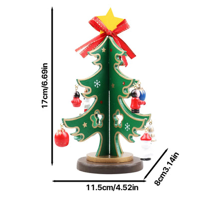 Christmas Wooden 3D Tree Ornament Festive Holiday Decor Tabletop Decoration Accessory Indoor Christmas Party Favor