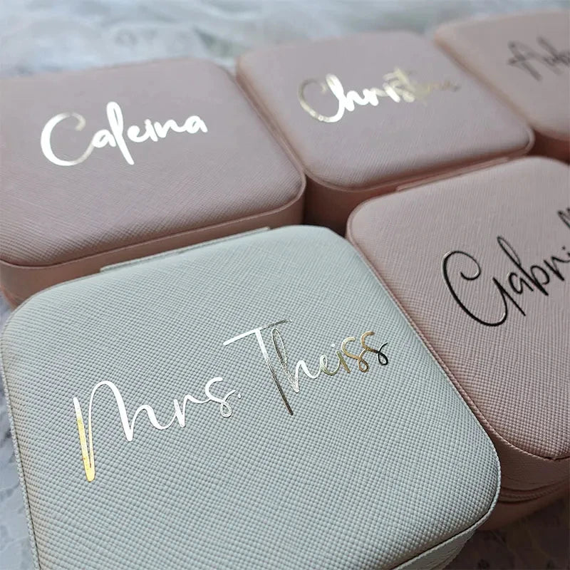 Personalized Bridesmaid Gifts Travel Jewelry Case with Name Customized Gift for Bachelorette Party Gift Birthday Favor For Her