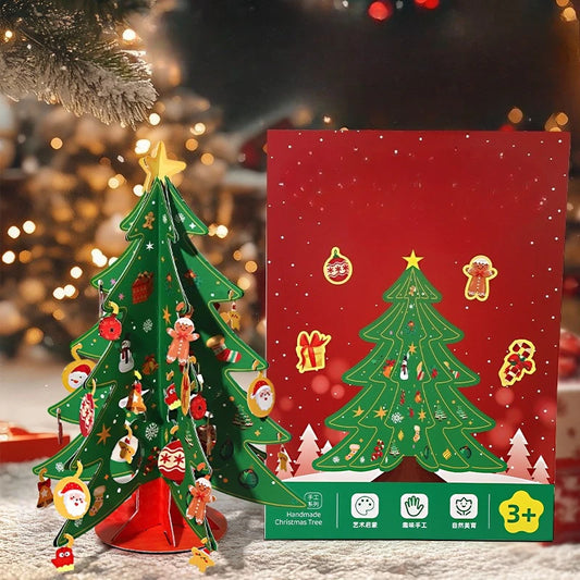 Christmas decorations desktop small paper handmade DIY folding Christmas tree scene atmosphere arrangement small ornaments