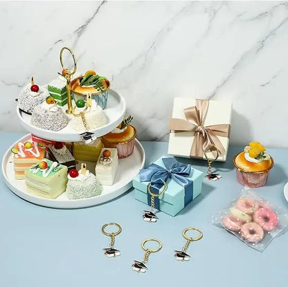 20 Graduation Gifts: Graduation Cap-shaped "Happy Graduation" Keychains. Metal material, suitable for graduation/school return g
