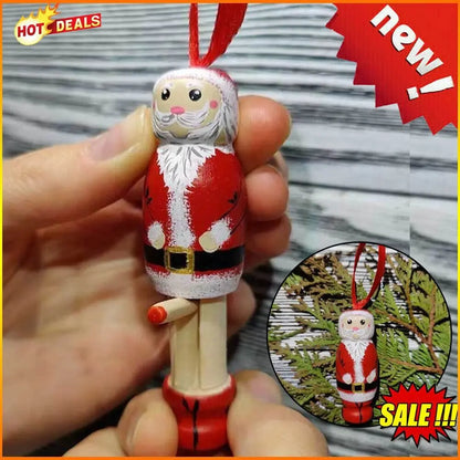 Christmas Wood Novel Party Decors Funny Santa Ornament Christmas Tree Decoration Holiday Hanging
