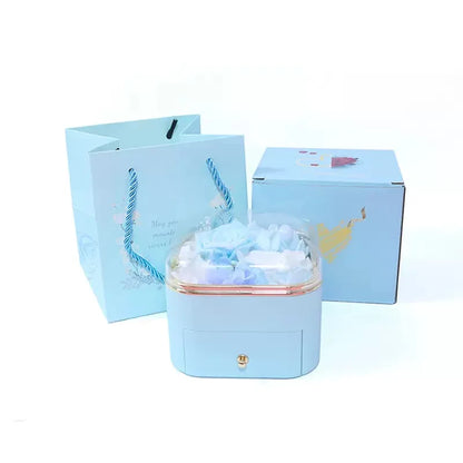 Christmas & Valentine's Day Gift - Real Natural Preserved Eternal Rose Flower Acrylic Box Ideal Gifts for Women & Girls