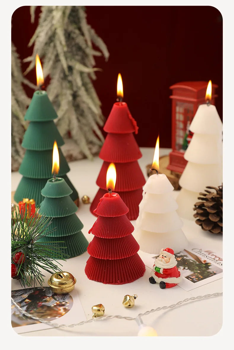 Christmas Tree Candle for Festive Decor  Red Green Home Decorative Candle for Holiday Celebrations New Year's Decor