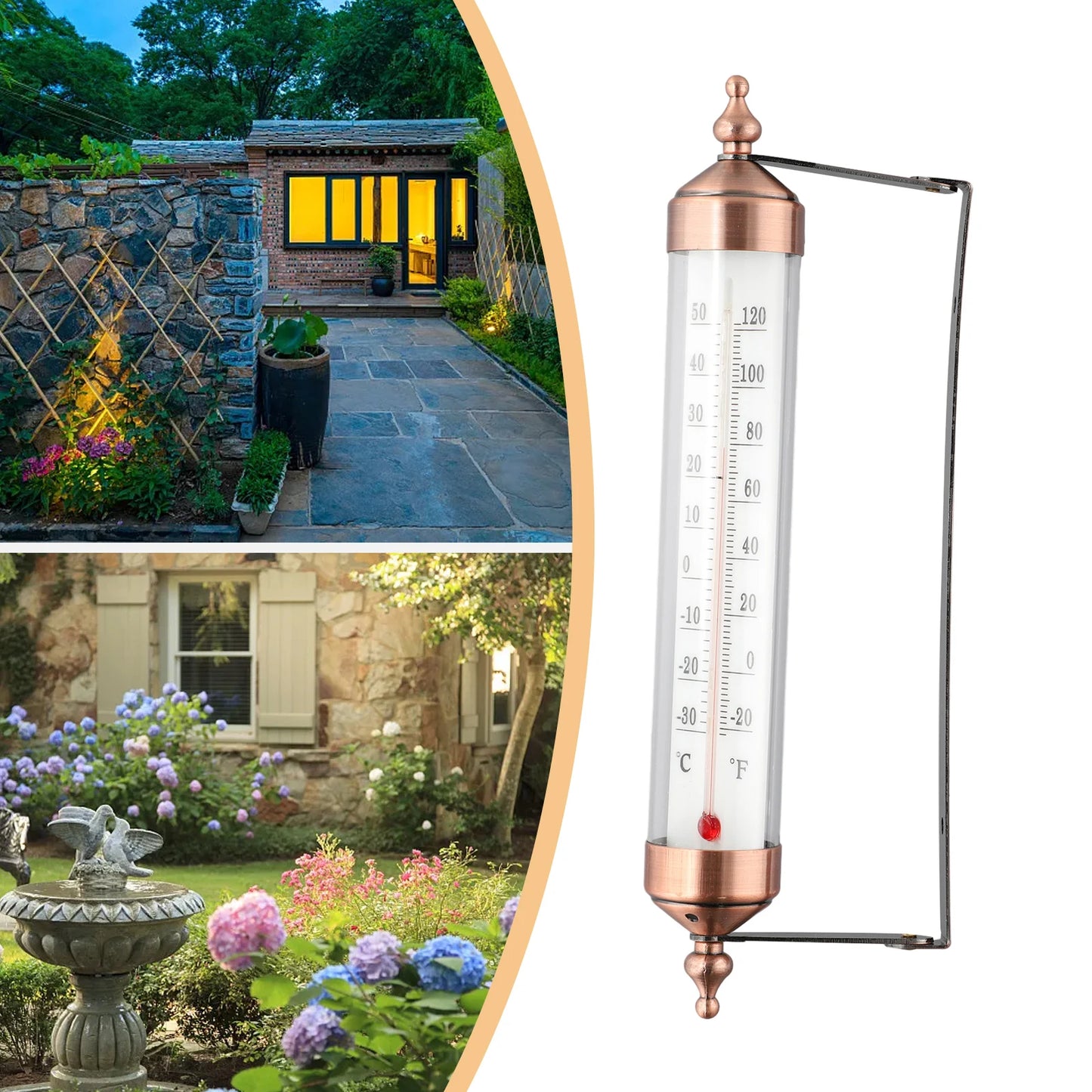 Outdoor Thermometer Garden Patio Outside Wall Greenhouse Sun Terrace Bronze Effect Outside Wall Thermometer Outdoor Thermometers