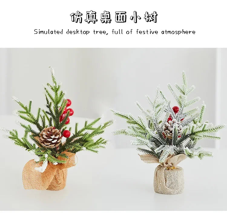 Christmas Tree Mini Desktop Decoration Plush Falling Snow PE Tree Holiday Scene Decoration 20cm Christmas Trees Home Decor