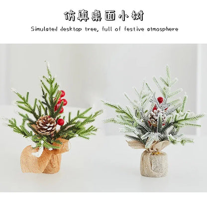 Christmas Tree Mini Desktop Decoration Plush Falling Snow PE Tree Holiday Scene Decoration 20cm Christmas Trees Home Decor
