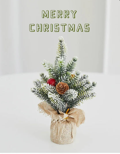 Christmas Tree Mini Desktop Decoration Plush Falling Snow PE Tree Holiday Scene Decoration 20cm Christmas Trees Home Decor