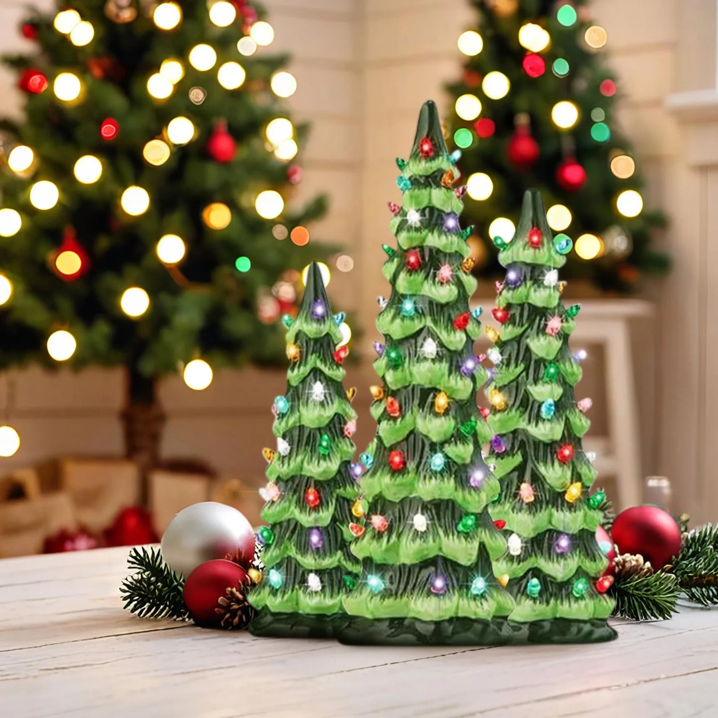Christmas Tree Desktop Ornament Resin Decorative Home For Living Room Holiday Tabletop Display Festive Centerpiece