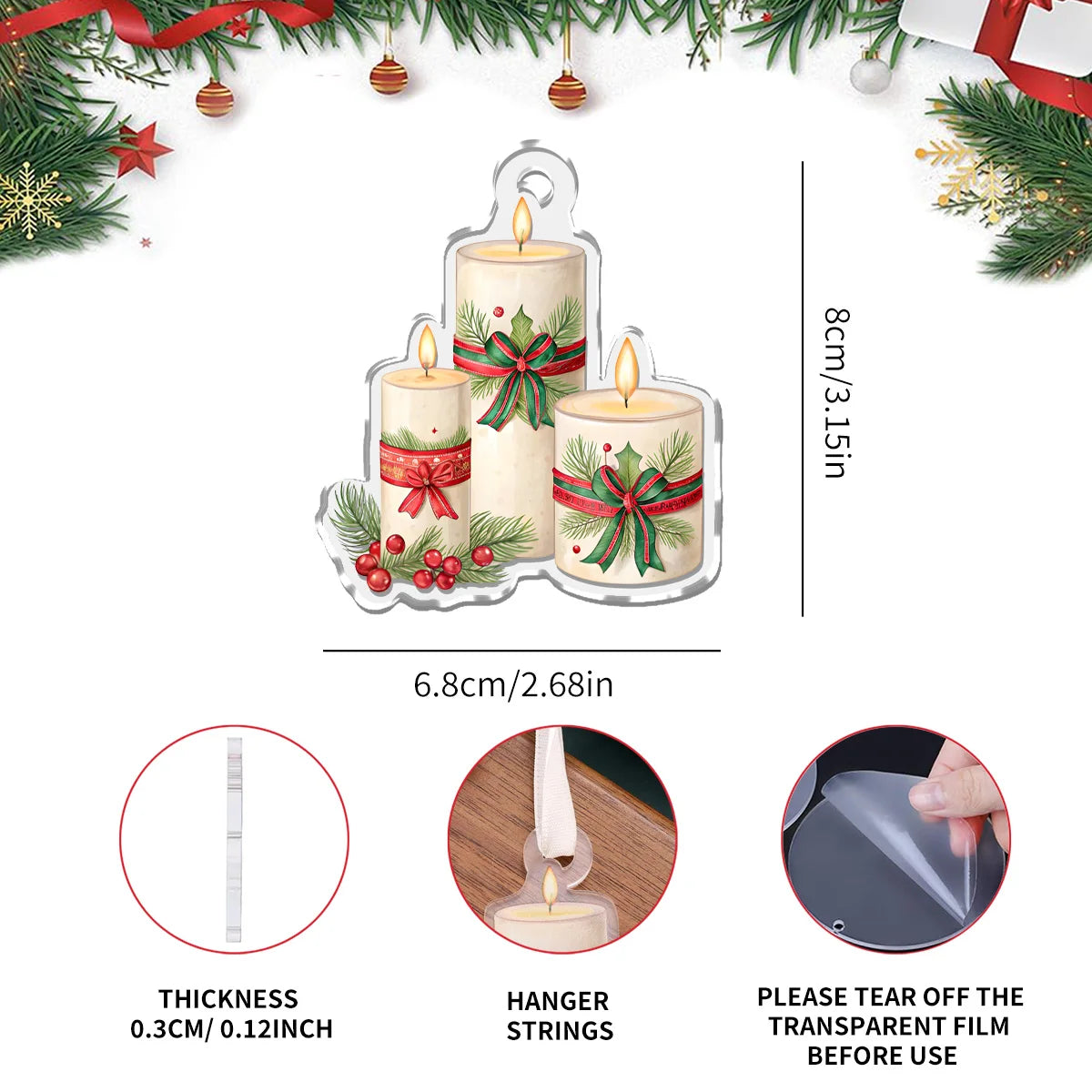 Navidad 2026 New Year Gifts - Christmas Theme Acrylic Hanging Ornaments Art Pendant for Car Home Party Wall Decoration 1PCS