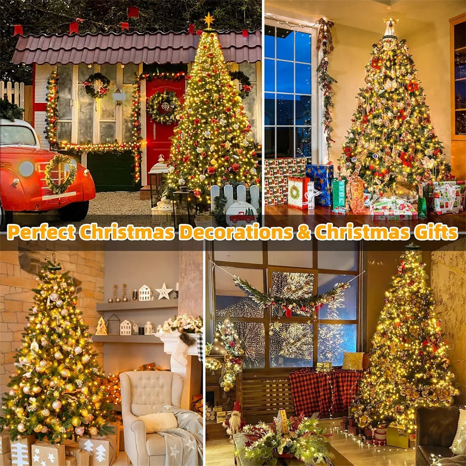 Christmas String Lights with Ring for Tree 2M 1.5M Christmas Tree Lights Xmas Fairy Lights for Christmas Tree Decorations