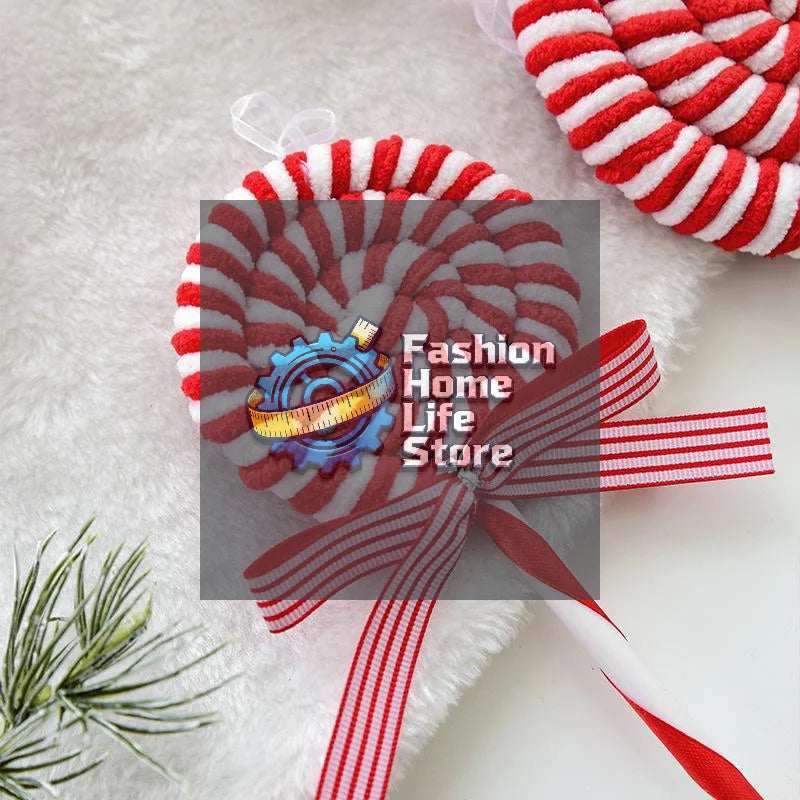 Christmas Ornaments Red And White Velvet Decorations Christmas Balls Candies Christmas Trees Decorative Pendants INS Ornam