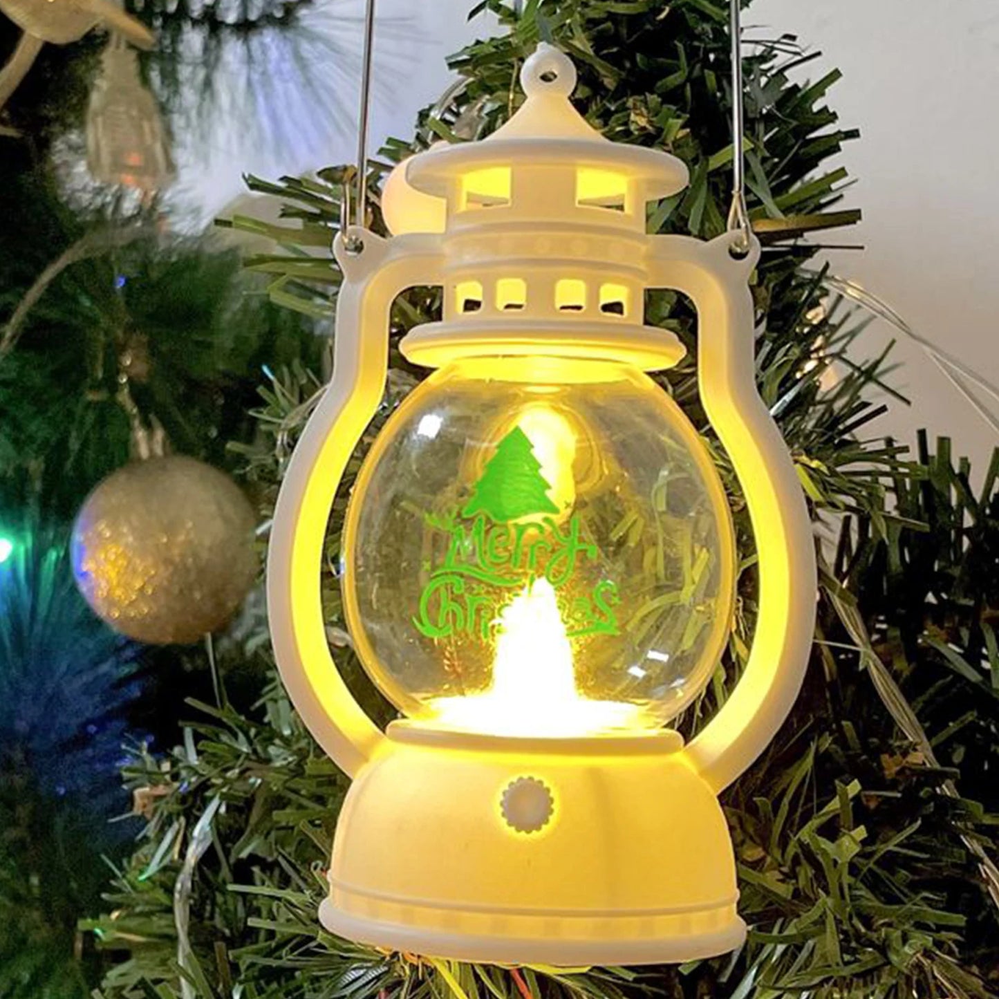 Christmas Lantern String Lights Battery Powered Santa Snowman Tree Pattern Decorative Lights