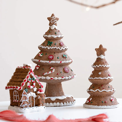 Christmas Tree Figurine Resin Tabletop Xmas Tree Statue Desktop Ornament for Home Living Room Christmas Party Decoration