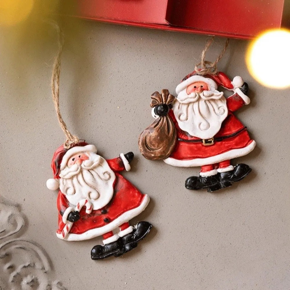 Cartoon Christmas Hanging Ornaments Handcrafted Tree Wooden Beaded String Snowman Pendant Decoration