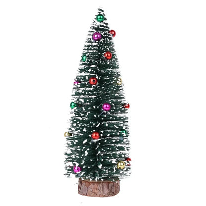 Christmas Tree Mini Tree with Wood Base Diy Crafts Home Table Top Decor Xmas Wooden Pendants for New Year Home Decoración
